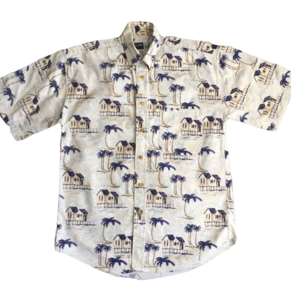 Alexander Martin Men’s Tropical Short-Sleeved Button Down Shirt Size Small